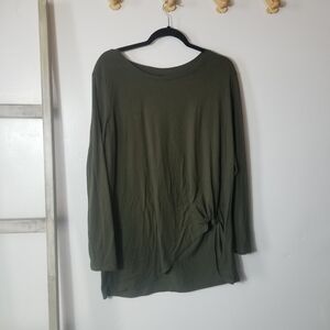SOHO NYC STREET WOMEN'S OLIVE GREEN TUNIC LONG SLEEVE BLOUSE SIZE LARGE